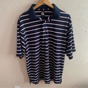 Footjoy navy blue striped golf polo shirt